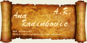 Ana Radinković vizit kartica